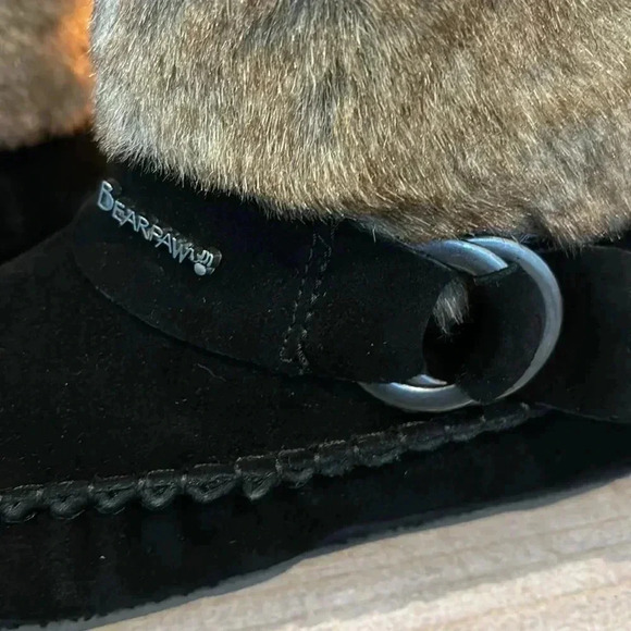 BEARPAW Monet Cow suede,wool blend,sheepskin Never wet,faux fur collar Moc boot - Picture 3 of 16